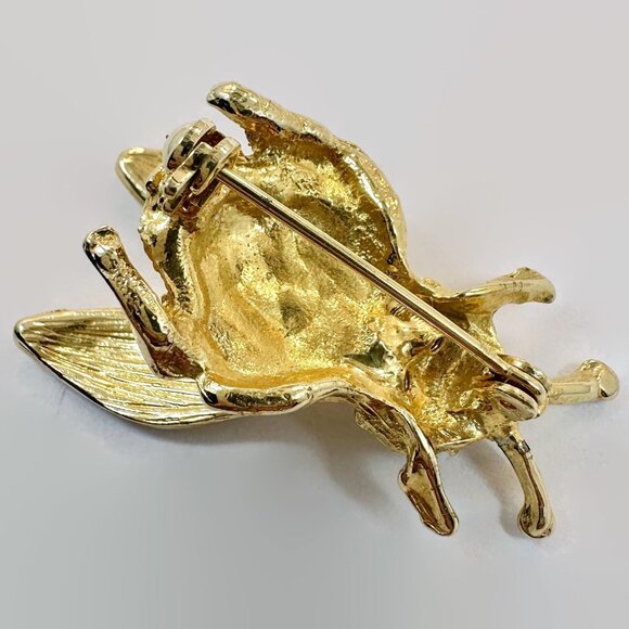 Vintage Bee Brooch: Insect, Rhinestone Fly Bug TremblerGold Tone 2" Long - Picture 3 of 4